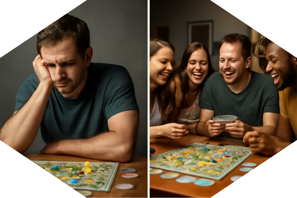 playing cards with friends vs alone