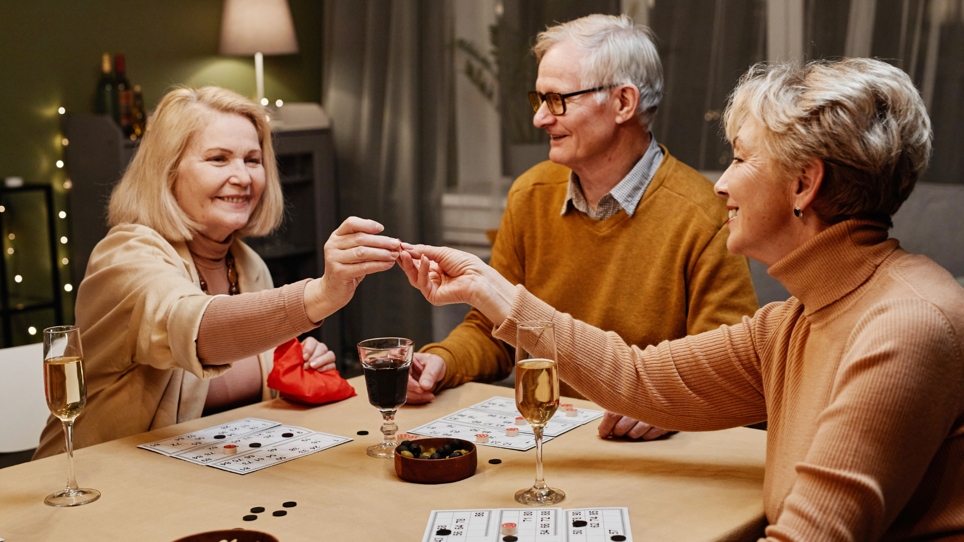 older friends playing board games