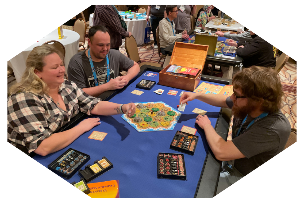 3 people playing board games